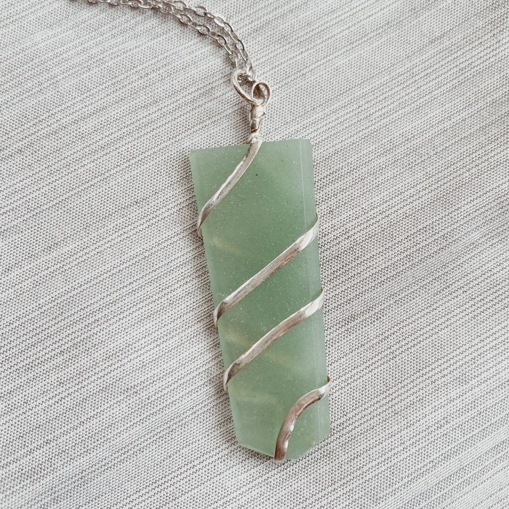 Green Fluorite Handmade Wire-Wrapped Pendant Necklace